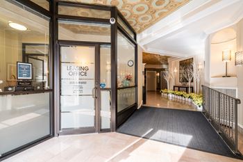 On-site leasing and management office at The Belvedere Apartments in Logan Circle, NW Washington, DC 20005